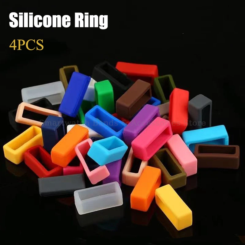 4pcs Silicone Watch Band Loop Ring 12mm 14mm 16mm 18mm 20mm 22mm 24mm Waterproof Rubber Keeper Loop Holder Keeper Accessories