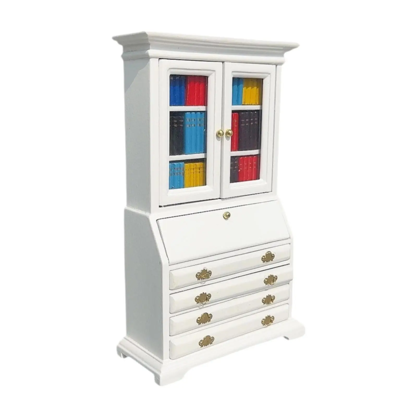 

Мебель для кукольного домика: Деревянный книжный шкаф с ящиками, реквизит для фотосессий, декоративное украшение для кукольного домика, книжная полка, декор для микроландшафта, масштаб 1/12