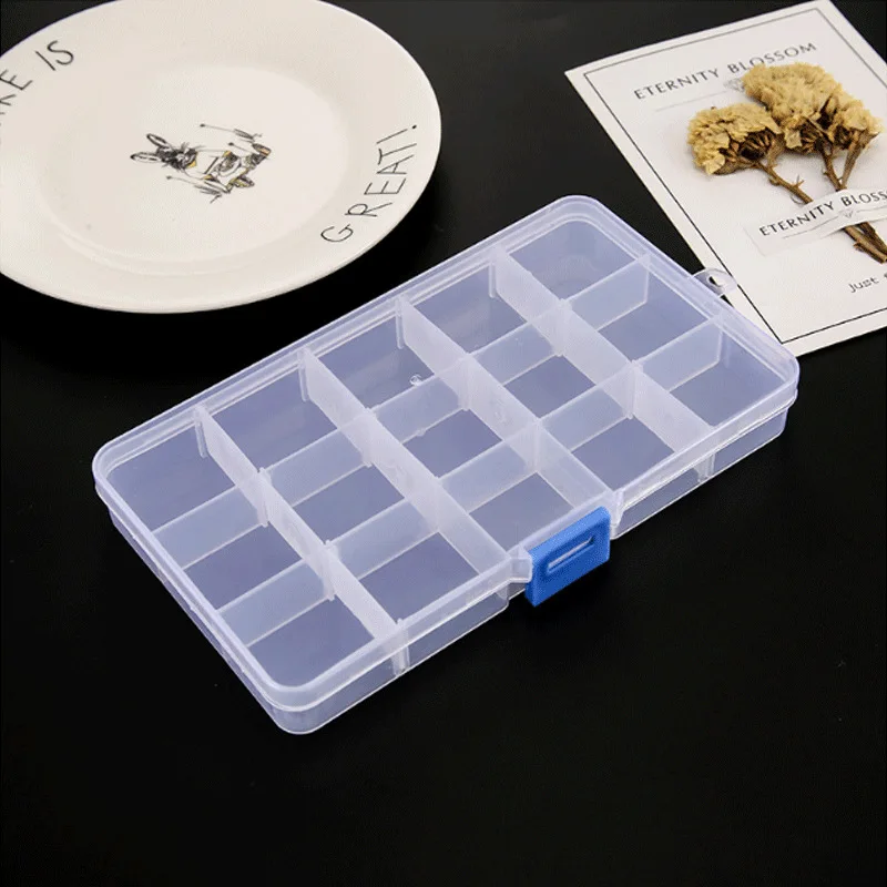 Transparent Plastic Storage Jewelry Box Compartment Adjustable Container Beads Earring Box for Jewelry Rectangle Box Case