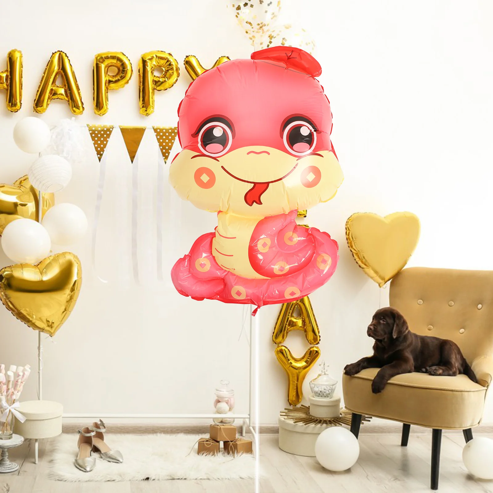 

10Pcs Snake Balloons Party Decorations New Year Spring Festival Snake Pattern Plastic Balloon Festive Supplies