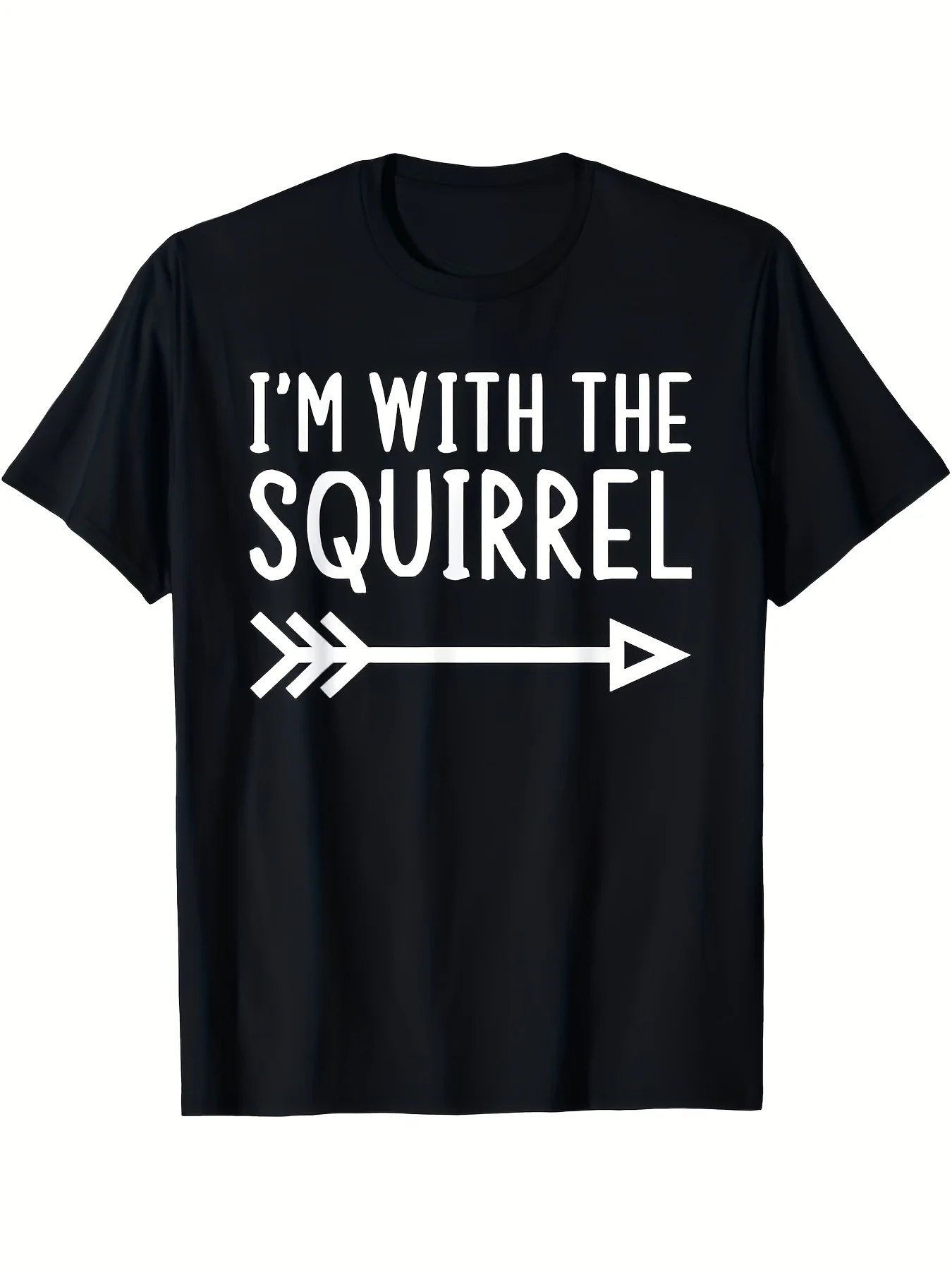 I'm with The Squirrel | Funny Matching Halloween Costume T-Shirt for Adults | Black Casual Graphic Tee with White Print | Regula
