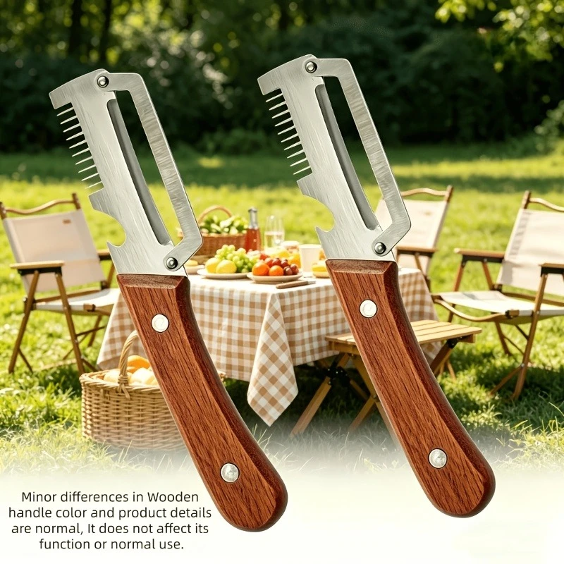 2 piece of heavy-duty stainless steel peeler and slicer with wooden handle and thickened blade design. Suitable for all kinds