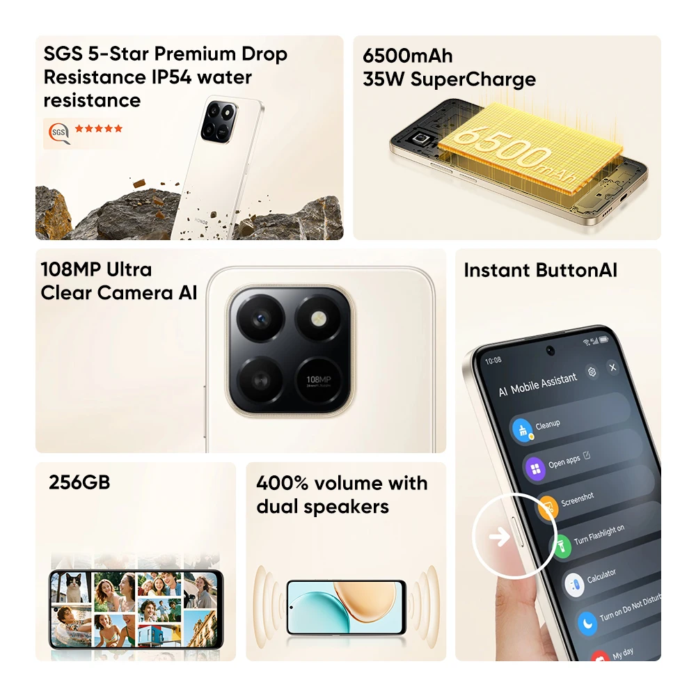 HONOR 400 Smart 6.77 Inch Display Snapdragon 685108MP Dual Rear Camera 6500mAh Big Battery 35W SuperCharge MagicOS 9.0 4