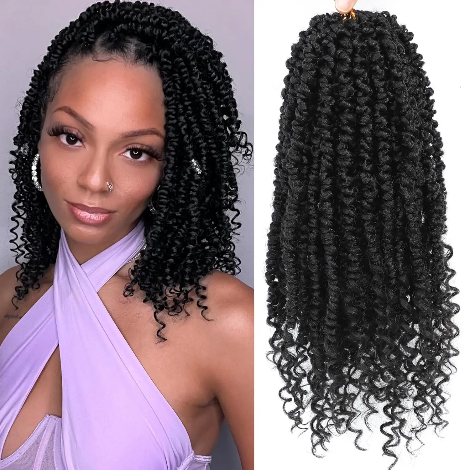 

7 упаковок Passion Twist, вязанные крючком волосы, предварительно заплетенные крючком волосы Passion Twist, предварительно скрученные волосы Passion Twist, богемные короткие волосы Passion