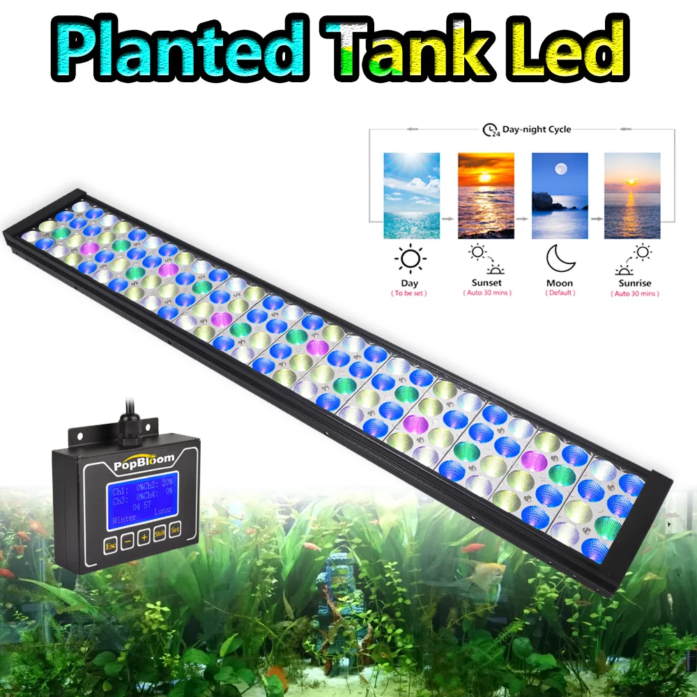 

T75 Planted Led Aquarium Light Dimmable Full Spectrum Timer Control Freshwater Lamp For 80-100CM Aquatic Plants Fish Tank Led