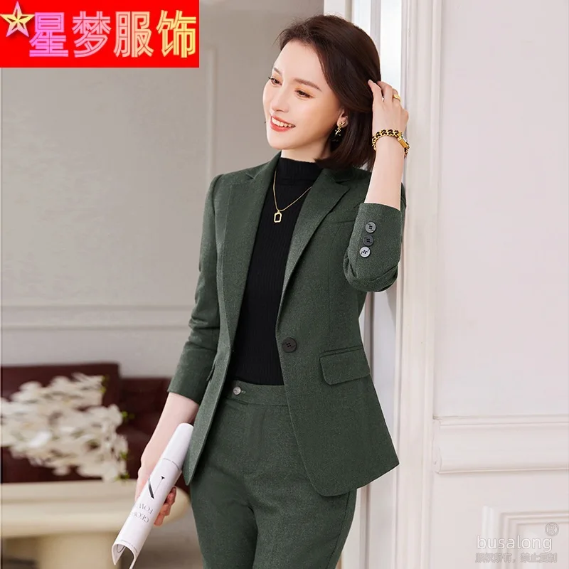 Long Sleeve Business Wear Suit Suit Jacket Elegant Women's White Collar Business Workwear Workwear Casual Fashion Set