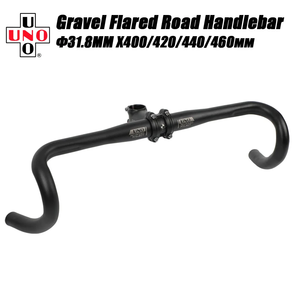 UNO-Manillar de carreras de Gravel 31,8, barra de aluminio ultraligera acampanada para bicicleta de carretera, accesorios para bicicleta