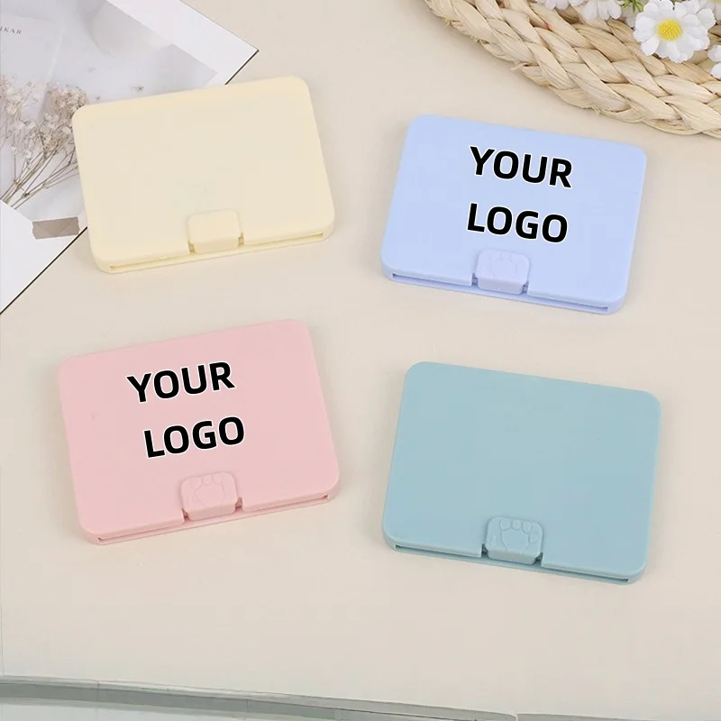 【Logo Custom】50Pcs Customized Pink/Blue/Purple Nordic Style Comb Square Makeup Small Mirror Small Batch Customization Factory