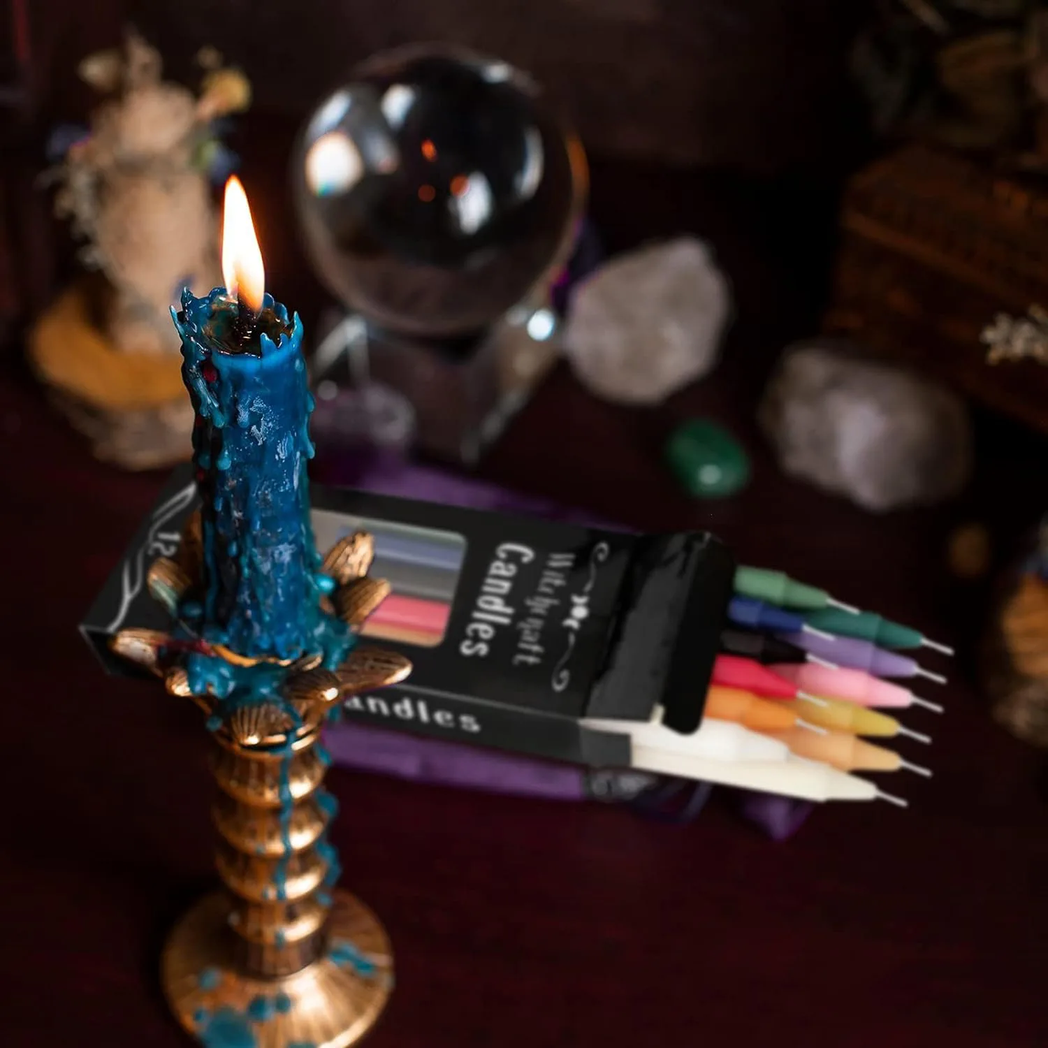 Spirituality Kit Natural Crystal Raw Stone Dried Flowers Herbs Altar Decor Set Meditation Healing Crystal Kit for Ritual Supplie