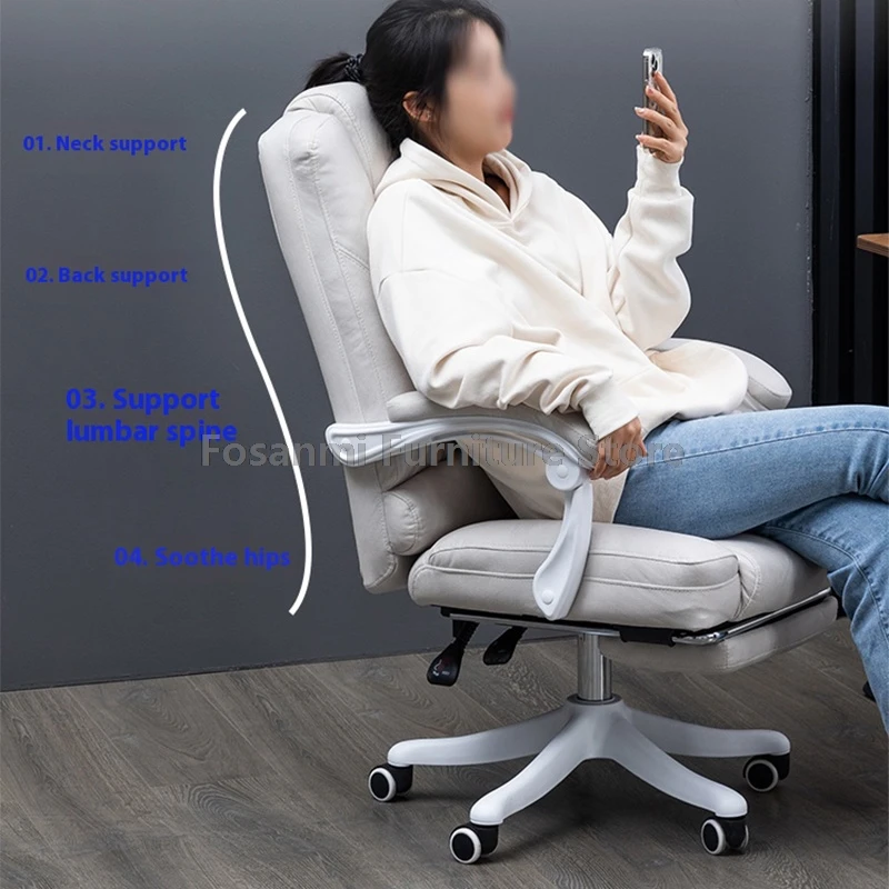 كرسي مكتب مريح مع مسند للقدمين، ارتفاع قابل للتعديل، كرسي كمبيوتر لدراسة الألعاب للمنزل، كراسي كمبيوتر دوارة ناعمة