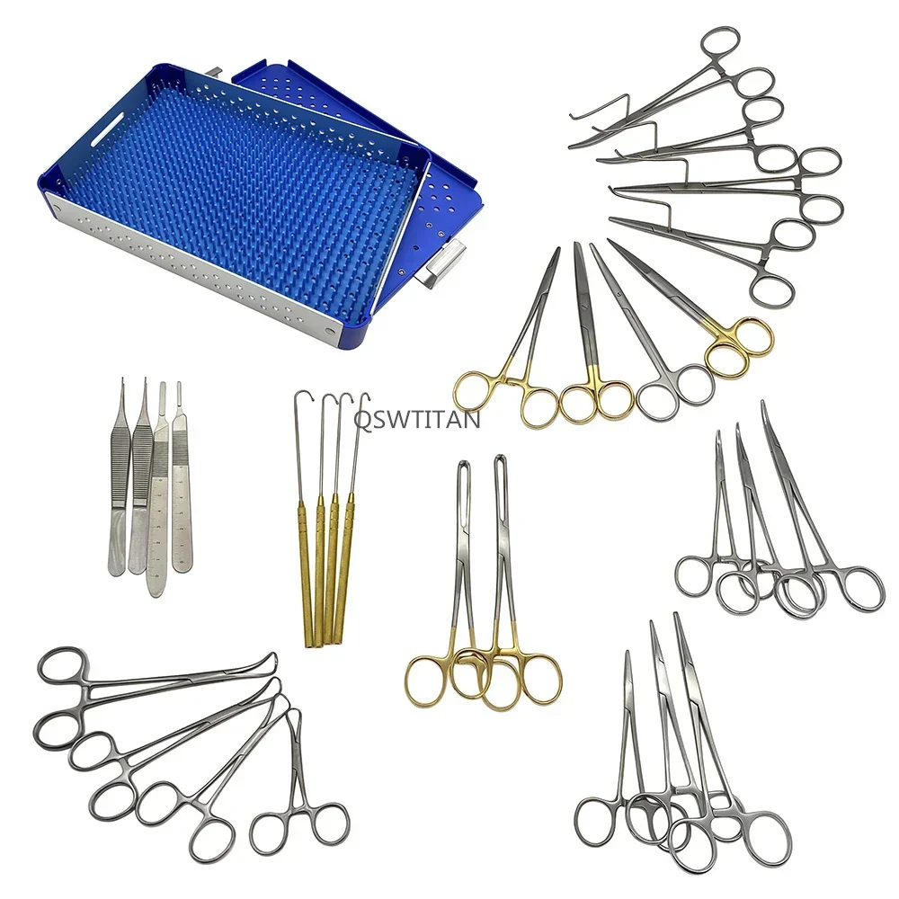 Animal Ovariectomy Spay Kit Ovary Ligation Set Sterilization Tool with Box Pet ovarian surgical instruments Stainless steel