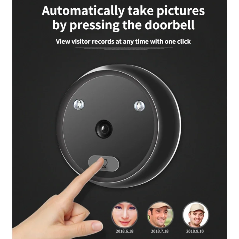 Video Peephole Doorbell Camera Video-eye Auto Record Electronic Ring Night View Digital Door Viewer Entry Home Security