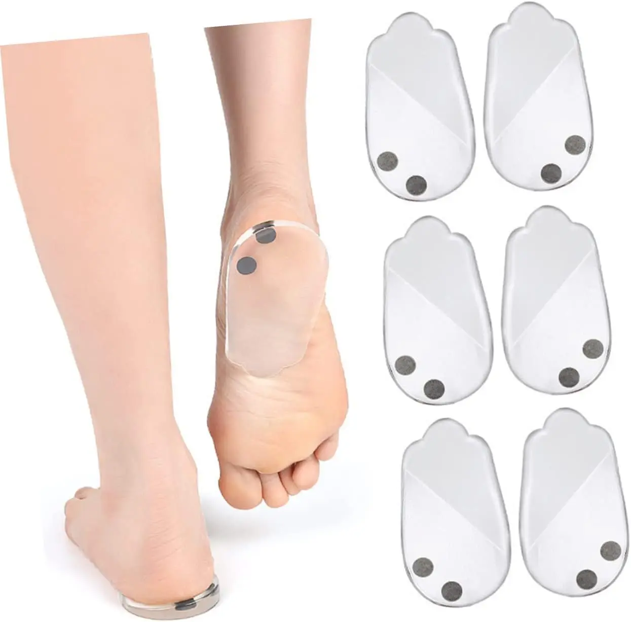 Medial & Lateral Gel Heel Wedge Inserts - for Supination & Overpronation Correction, Built in Magnetic Insoles- 2 Pairs