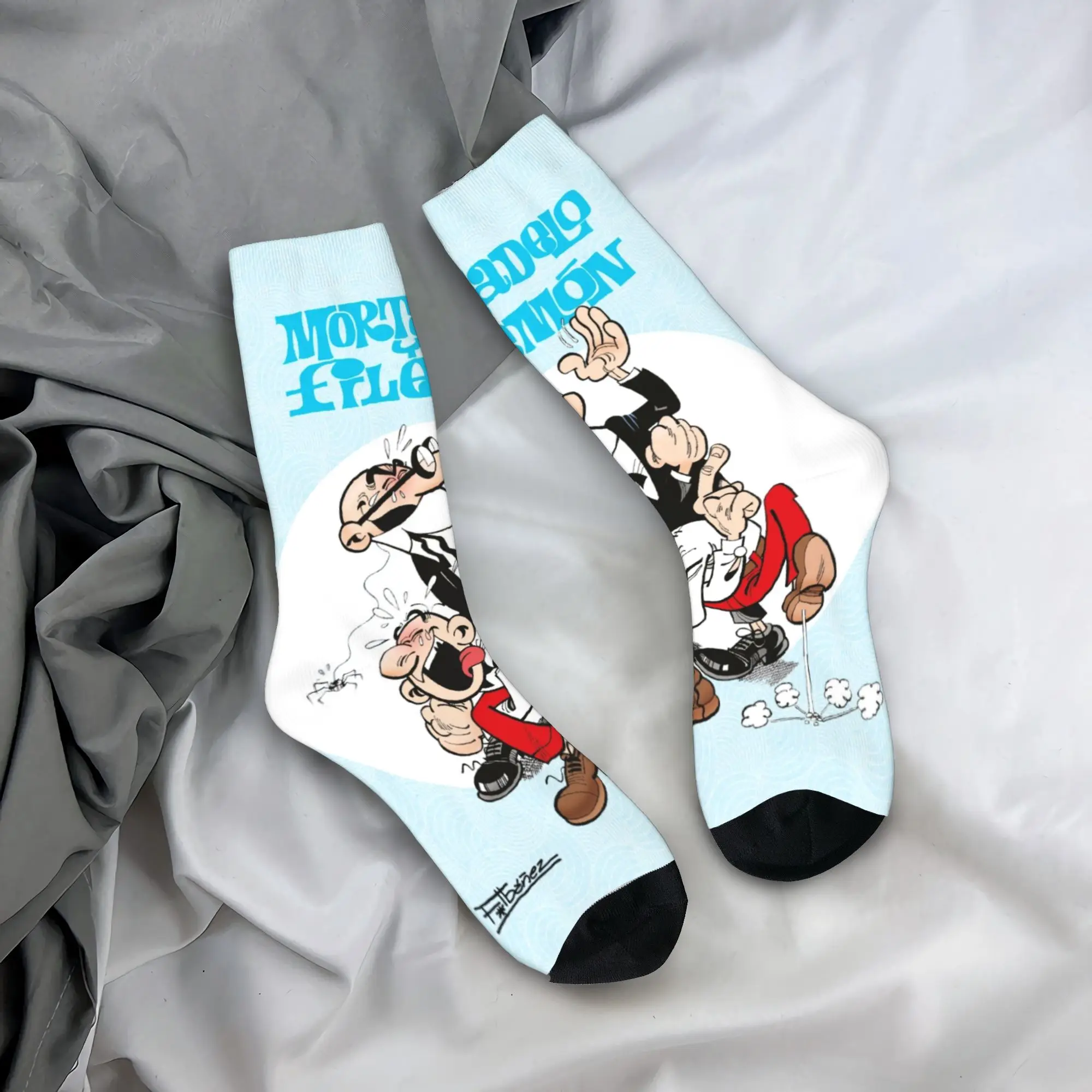 

Носки Mort & Phil Mortadelo y Filemón, повседневные чулки для взрослых и мужчин, теплые мягкие спортивные носки на открытом воздухе, весенний дизайн, противоскользящие носки