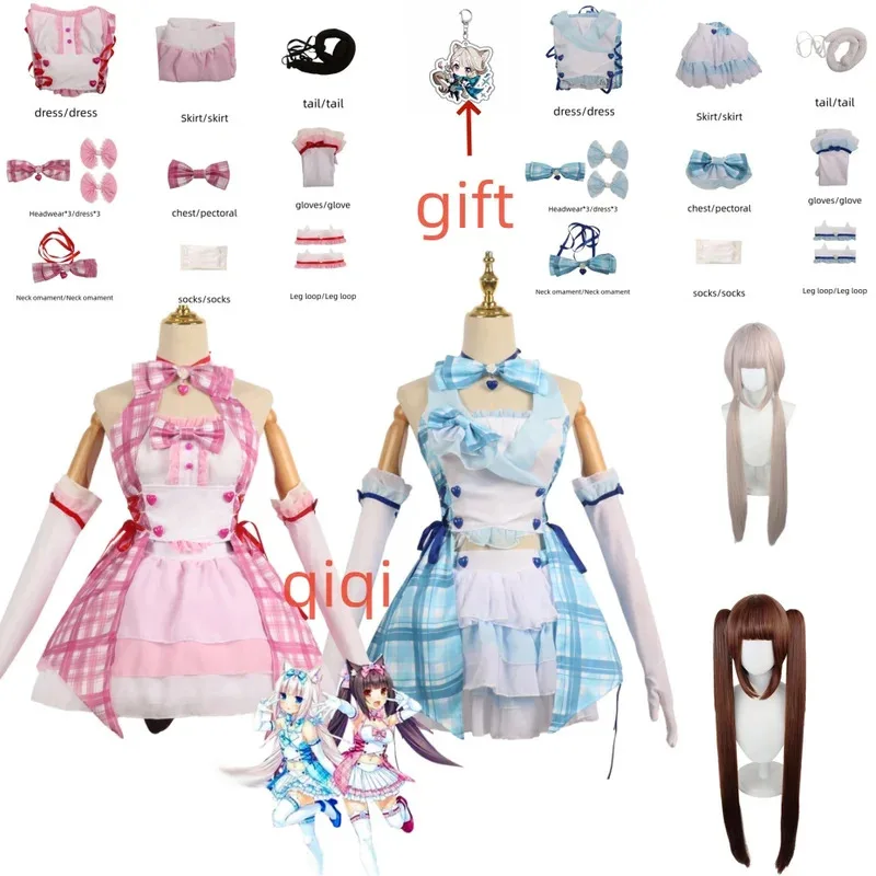 

Аниме игра Nekopara Vanilla Chocola Косплей Костюм Nekomimi Paradise парик с принтом наряд горничной женский сексуальный кавайный карнавальный костюм