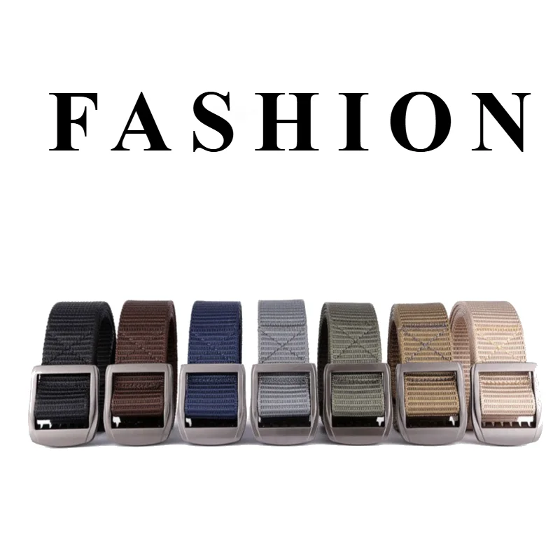 Fashionable Casual Nylon Belt Outdoor Tank Belt Trendy Patterned Alloy Buckle Versatile and Breathable Canvas Women’s Belt