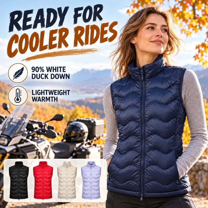 Women's Quilted Down Vest Stand Collar Sleeveless Puffer Jacket for Winter Outdoor Wear