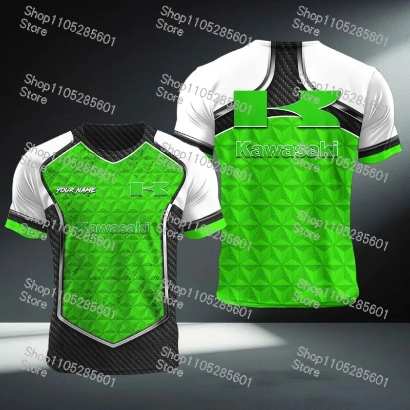 Kawasaki Skull Pattern Casual Short-sleeve T-shirt Motorcycle Racing Culture Print Top Daily Trendy Sportswear view 4