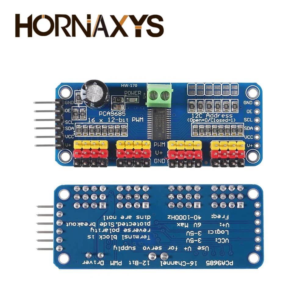 Imagem -03 - Módulo do Motorista do Servo Motor Pca9685 16 Canais 12 Bits Pwm I2c Robô Peças 15