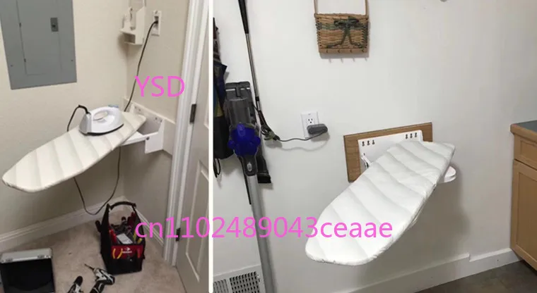 Retractable Cotton Ironing Pad Wall Mount Foldable Storage Cabinet Space Saving Clothes Organizer