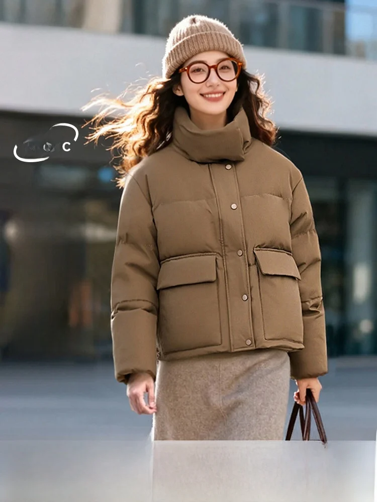 

Short Women's down Jacket Snowy Flying 2026 Spring New Style Warm Stand Collar All-Match Fashionable Duck down Coat