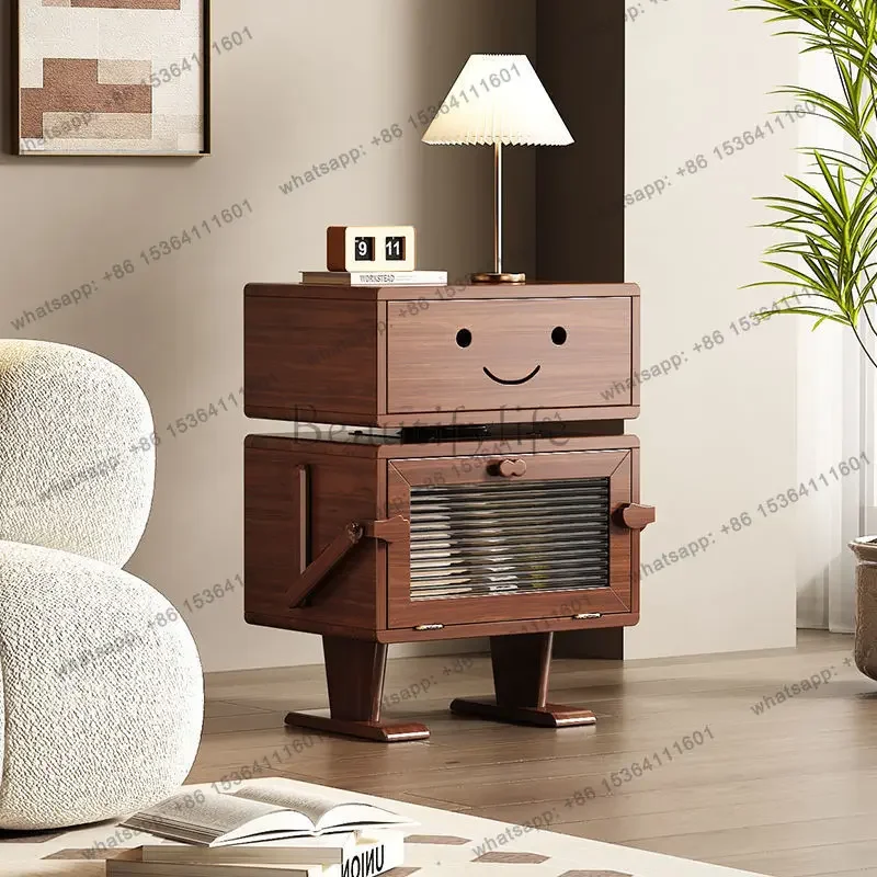 

yj9 Retro bedroom with lamp locker living room home creative robot bedside cabinet