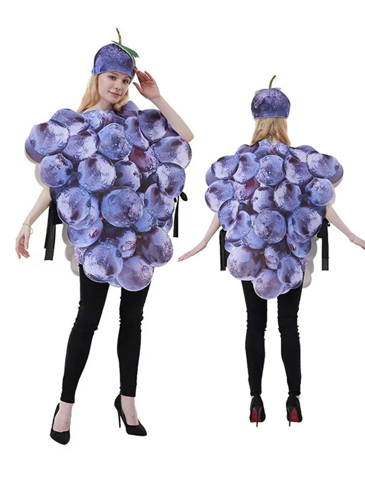 

Взрослый костюм-обезьяна на Хэллоуин, фиолетовый, забавный, в виде фрукта, для выступлений, для ежегодных конференций, маскарадный костюм