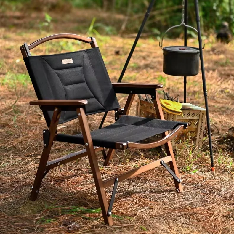 

Beech Foldable Wooden Kemit Chair Large Portable Camping Chair Customized Logo Detachable Beach Chair