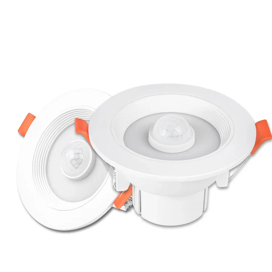 Czujnik ruchu PIR LED typu Downlight światło punktowe 5W 10W 85-265V wpuszczana lampa do sypialni kuchnia wewnętrzna W dół domu korytarze lampy