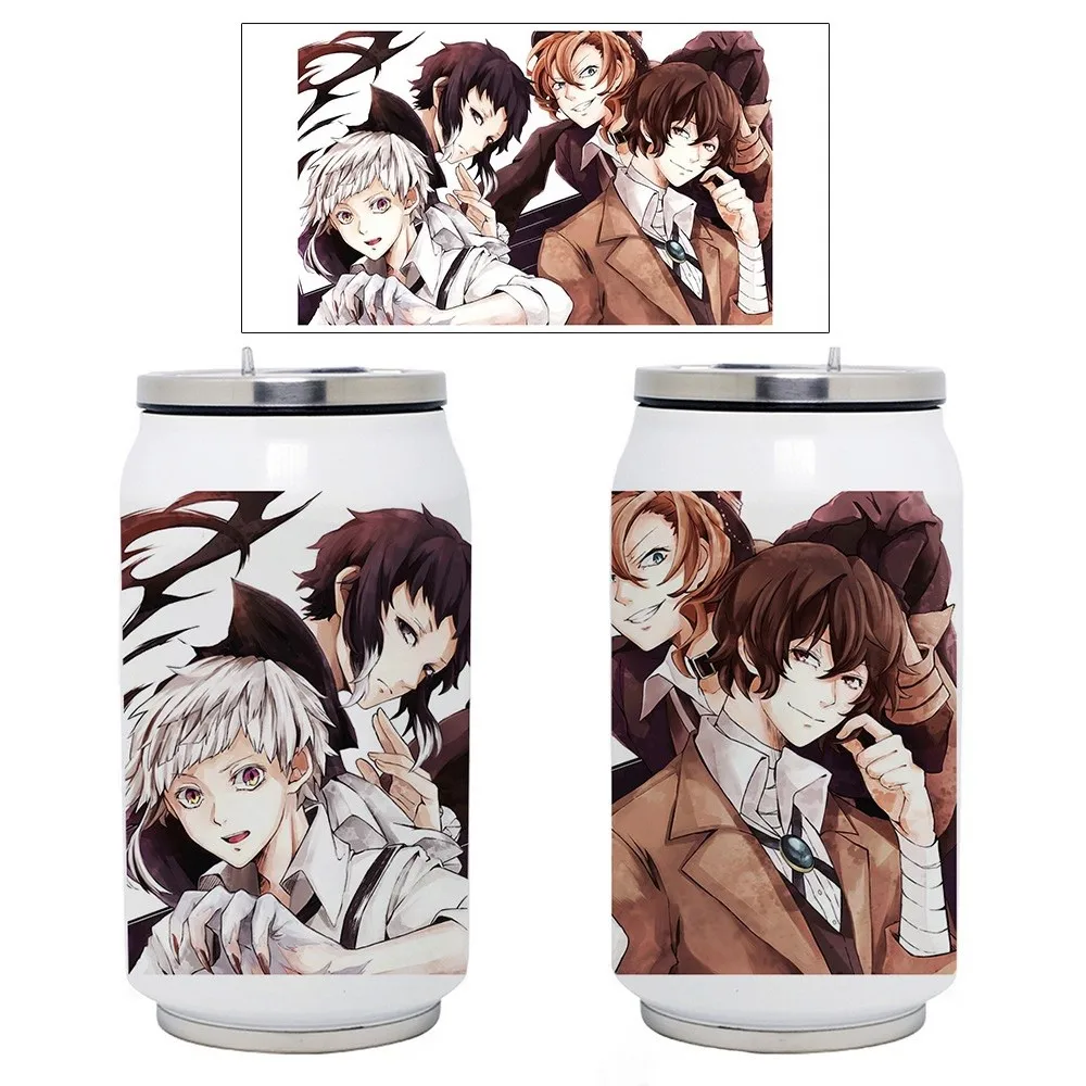 Anime Game Bungo Stray Dogs Vacuum Cup Cartoon Figure Coffee Mug Water Bottle Cola Shape Water Can with Nipple Student Gift