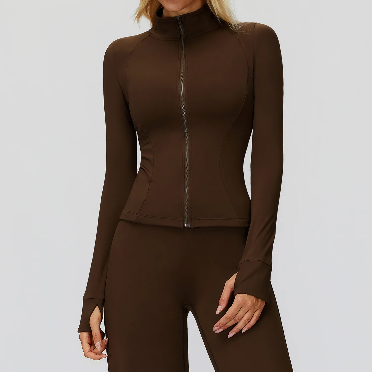 Autumn Winter Stand up Collar Women's Yoga Jacket Zipper Windproof Versatile warm Tops Women fitness Running Plush Sports Jacket