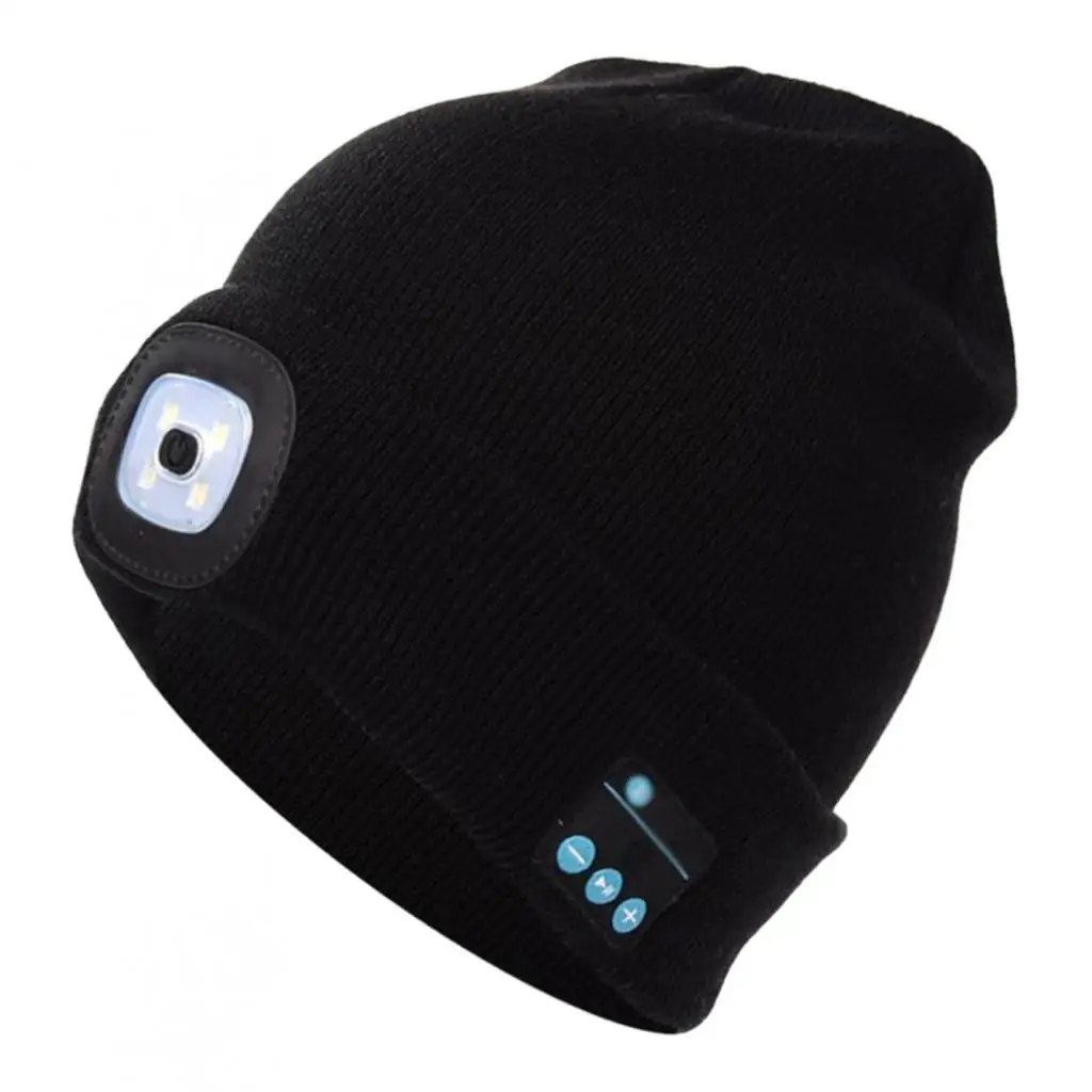 Wireless Smart Cap Bluetooth Beanie Hat with Soft Acrylic Material and Removable Stereo Headphone for Hiking Camping Cycling