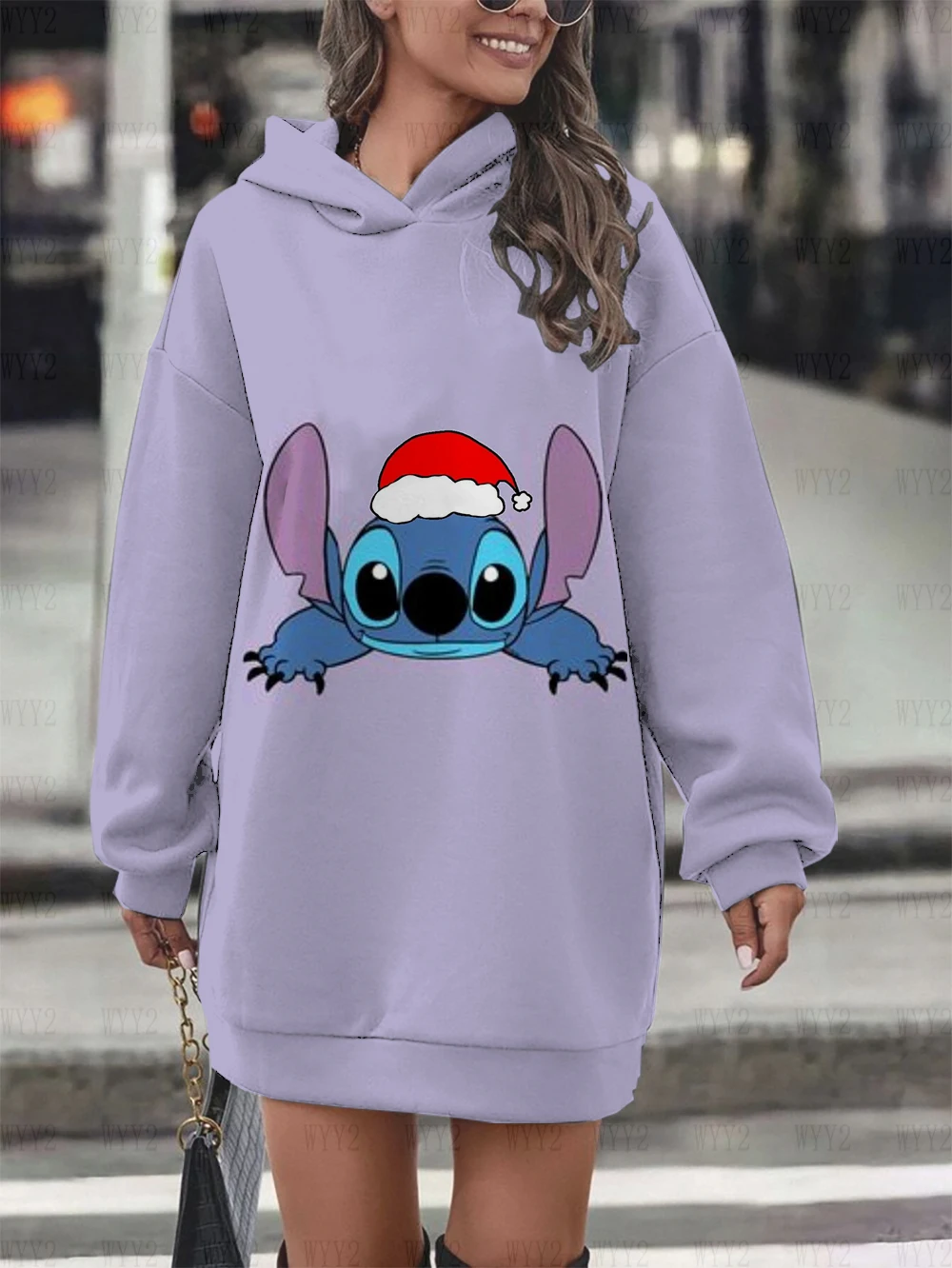 Autumn and winter Christmas new print birthday party dress Disney Stitch women\'s simple fashion sweatshirt hoodie