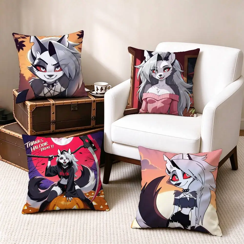 H-Helluva Boss L-Loona Hellhound  Square Double-Sided printed Pillow Case Bedroom Bedside Pillow Sofa Cushion Cover