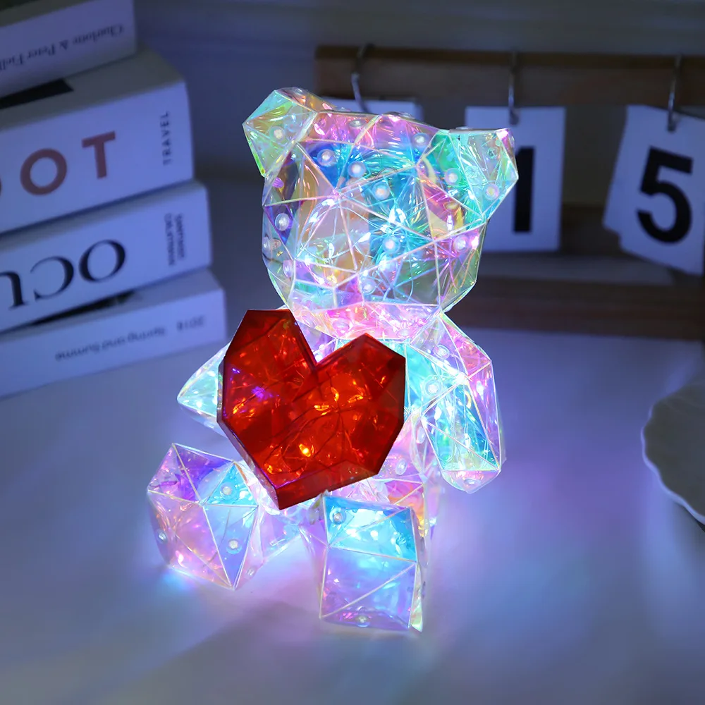 

Glowing Bear Fantasy LED Lamp Twinkle BedsideNight Light Romantic Gifts for Birthday Valentine'sDay Home Decoration Table Lamp