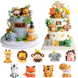 Jungle Safari Birthday Decorations for Baby Shower Forest Animal Lion Elephant Giraffe Cake Topper Kids 1st Birthday Party Decor