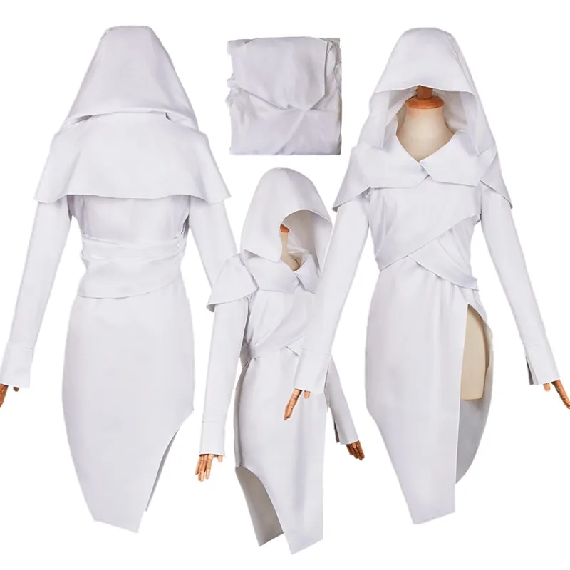 Arcane Mel Medarda Cosplay Costume LoL Disguise Adult Women White Hooded Dress Outfits Halloween Carnival Party Suit