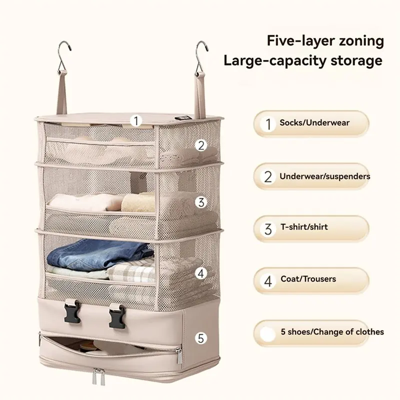 【가격 인하!】가정용품 여행용 수납 가방 1개 다기능 3단 행잉 오거나이저 의류 옷장용