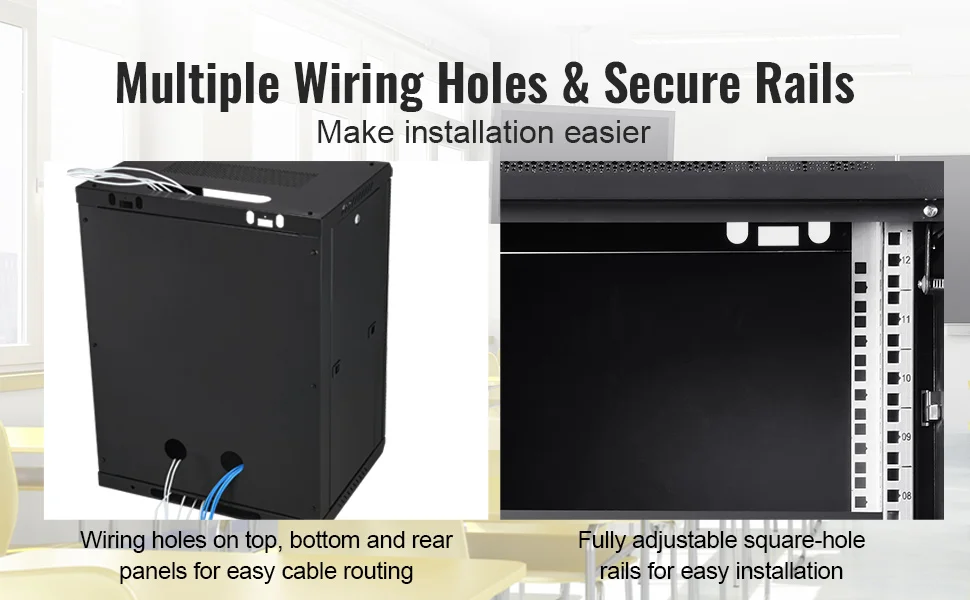 SucceBuy 15U Wall Mount Server Cabinet 500lbs Max Ground-mounted Load Capacity Network Rack Enclosure for IT A/V Devices