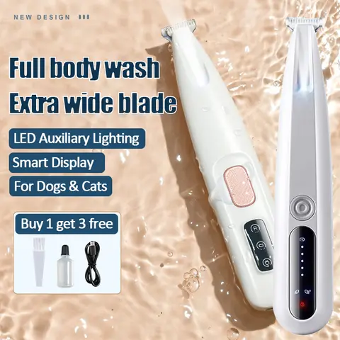 LED 빛을 가진 개 발 트리머 방수 충전식 고양이 전기 손질 가위 저소음 머리 면도기 눈 귀 얼굴 엉덩이