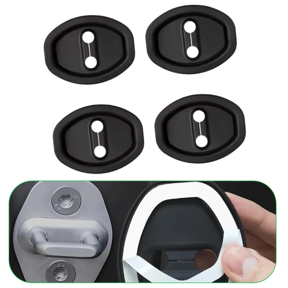 

4PCS Car Door Latch Guard Cover Black White Silicone Car Door Lock Cover 9.5 cm x 7 cm