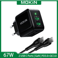 MOKiN 67W GaN Charger PD QC3.0 30W 25W Quick Charge 2-Port USB C to C Wall Charger For Macbook Xiaomi Samsung iPhone 16 Chager