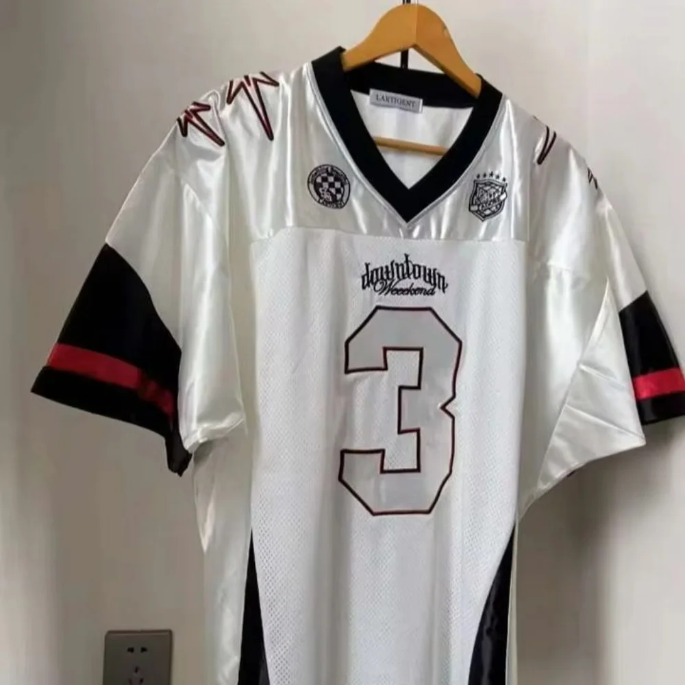 

American hip-hop contrasting color splicing mesh loose short-sleeved jersey 3D T-shirt summer new Men's And Women's T-shirt