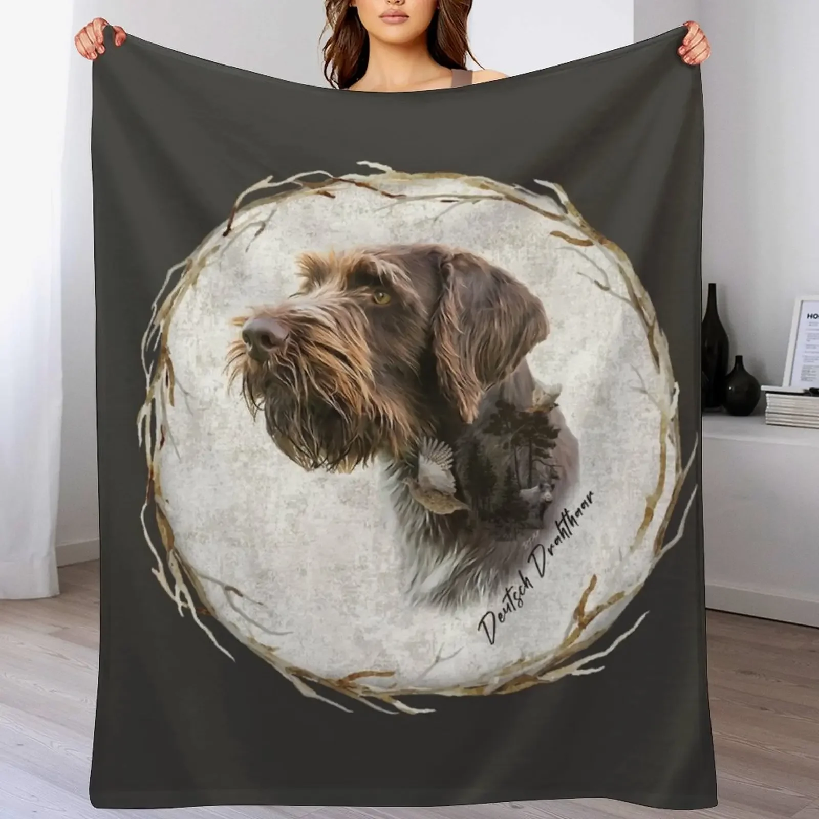 

German Wirehaired Pointer's thoughts Throw Blanket manga Flannels for babies Shaggy Blankets