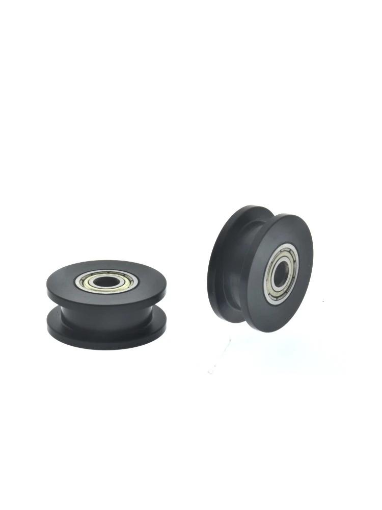 1Pc 5x25x10mm black inner hole 0.5cm I-shaped drawer pulley automatic double bearing POM formaldehyde