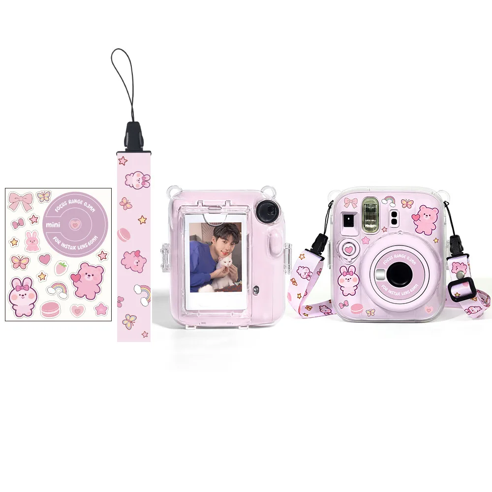 Camera Bag Suitable for Fujifilm Instax Mini13 Crystal Shell Photo Bag Protective Case 3-in-1 Set Strap String Sticker
