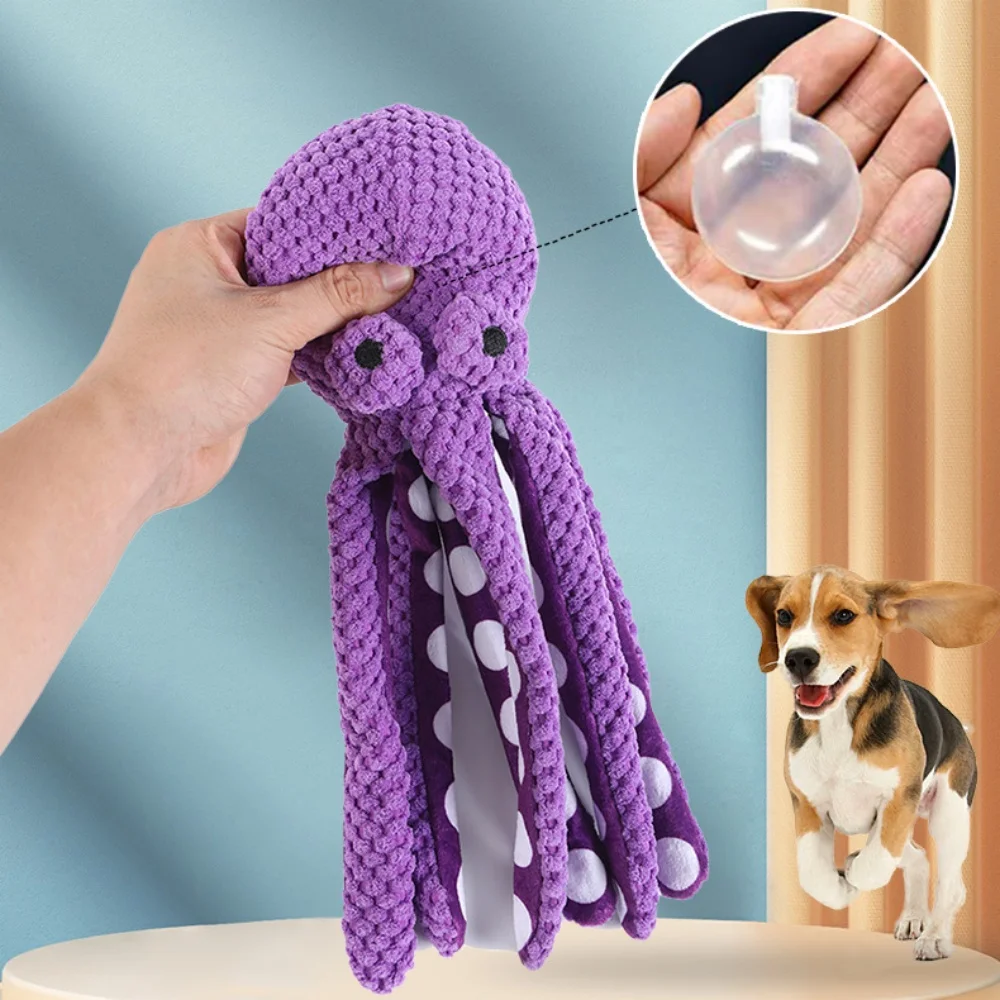 Nuevo juguete interactivo para masticar pulpo para perros, felpa perfumada, resistente a mordeduras, compañero de limpieza Dental para moler los dientes