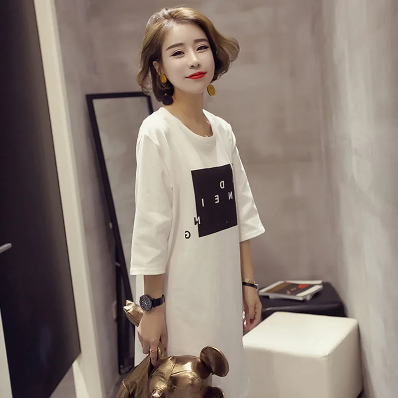 Woman's Tshirts Summer Korean Style Loose Half Sleeve Split Letters Cheap Sale Ladies Tops Tee Shirt Dropshipping ZBBA81