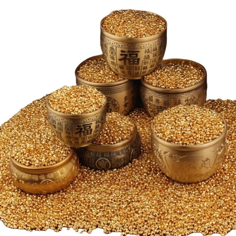 Wealth Attracting Pure Brass Cornucopia Polished Auspicious Baifu Rice Cylinder Desktop Ornament Blessing Feng Shui Bowl