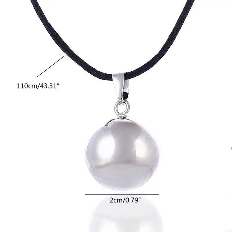 Silver Ball Necklace Brilliant Pregnancy Bola Pendant Necklace for Women Teen Girls Ball Diameter 20mm